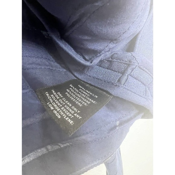 Lafayette 148 Womens 10 Linen Textured Jacket Vegan Leather Trim - Picture 5 of 6